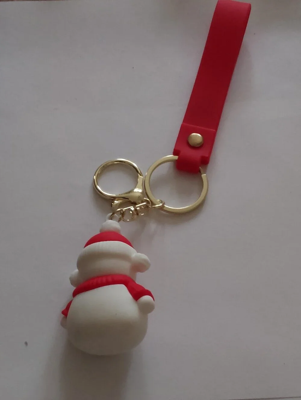 Merry Christmas Red & White Snowman Bag Charm